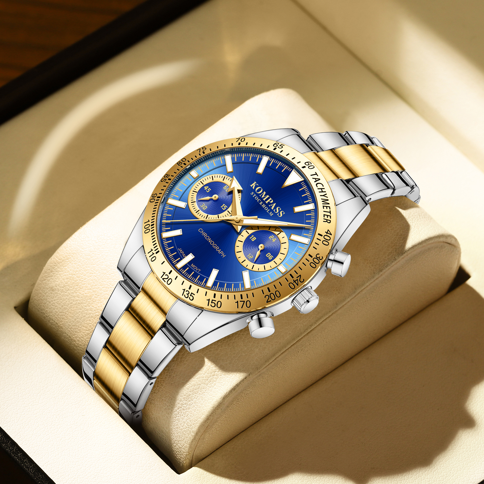 Kompass Airborne Chronograph Silver Gold Blue - 4