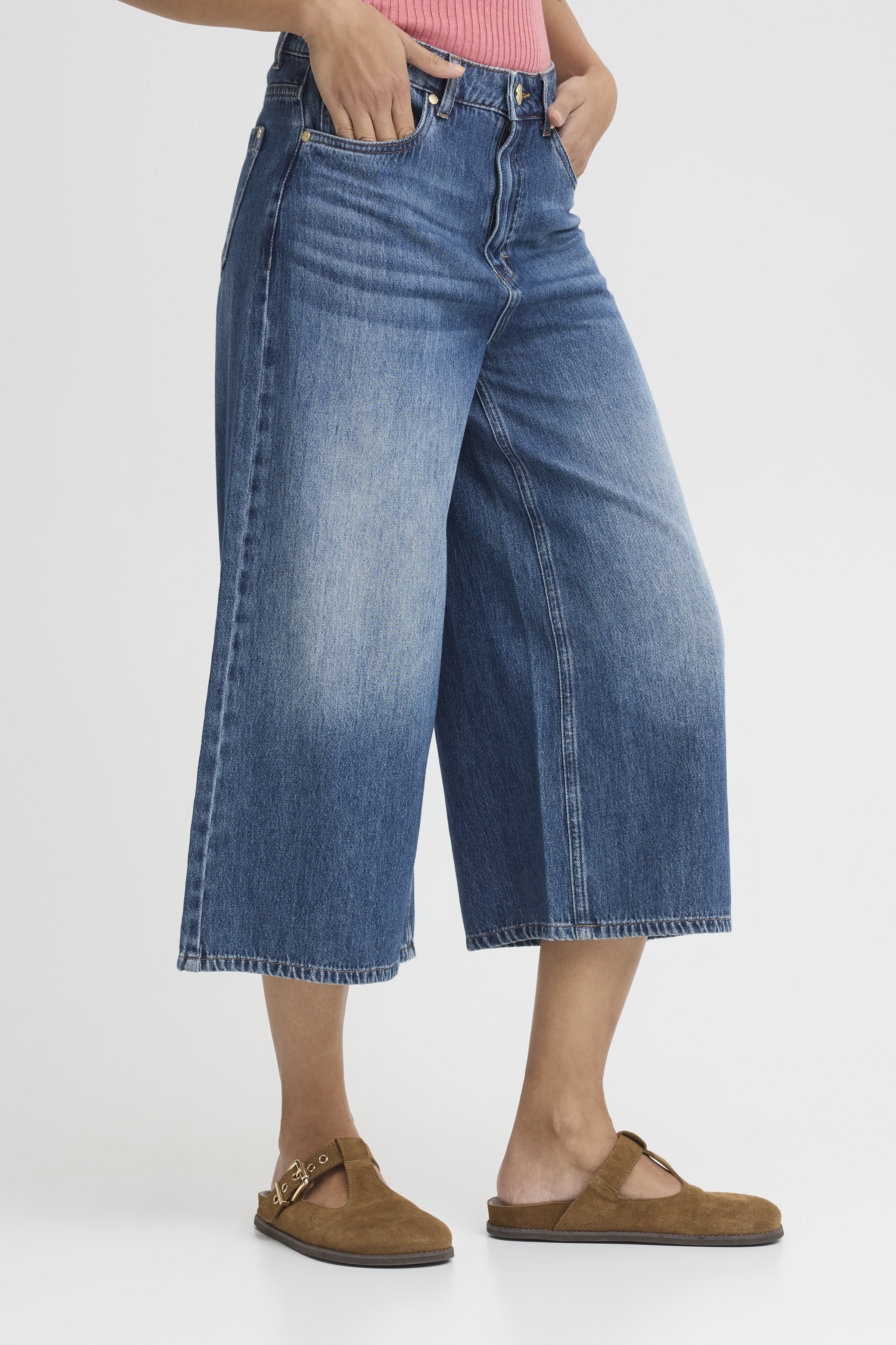 PZALEXI UHW Jeans Wide Leg Medium Blue Denim  Culottejeans