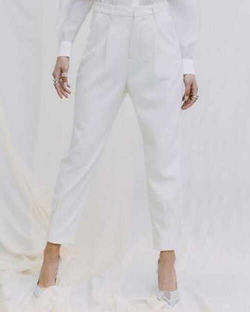 Byxa Tailor dressad hög midja offwhite