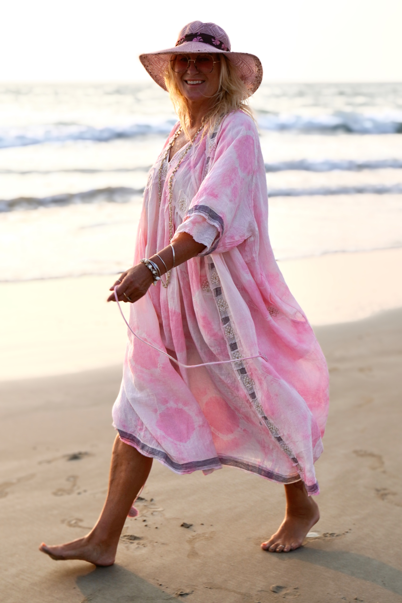POPPY LISA LINEN KIMONO  PINK MALIBU 