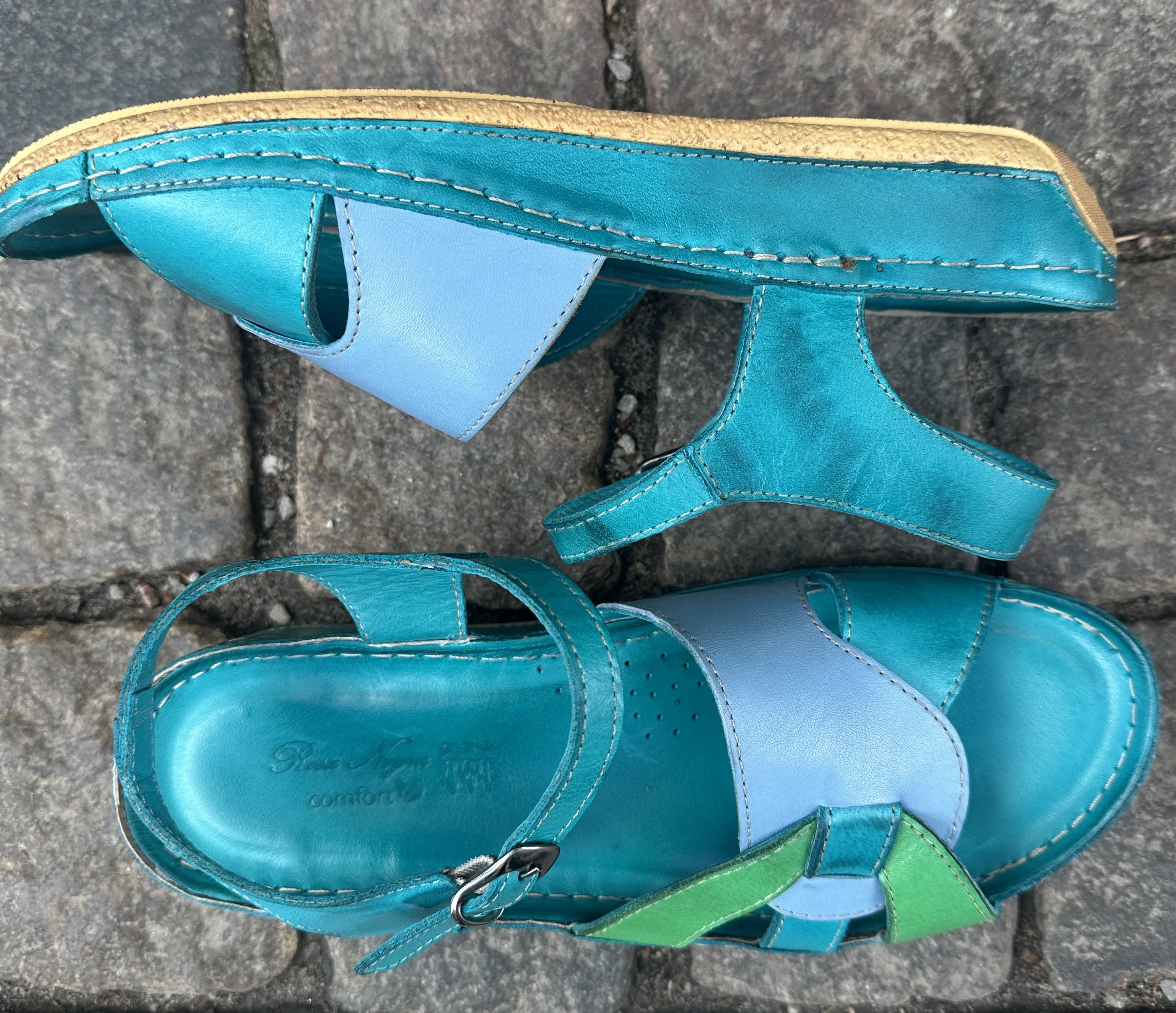 Sandaler i skinn från  Rosa Negra Comfort , blå/turkos/grön /multi - 2