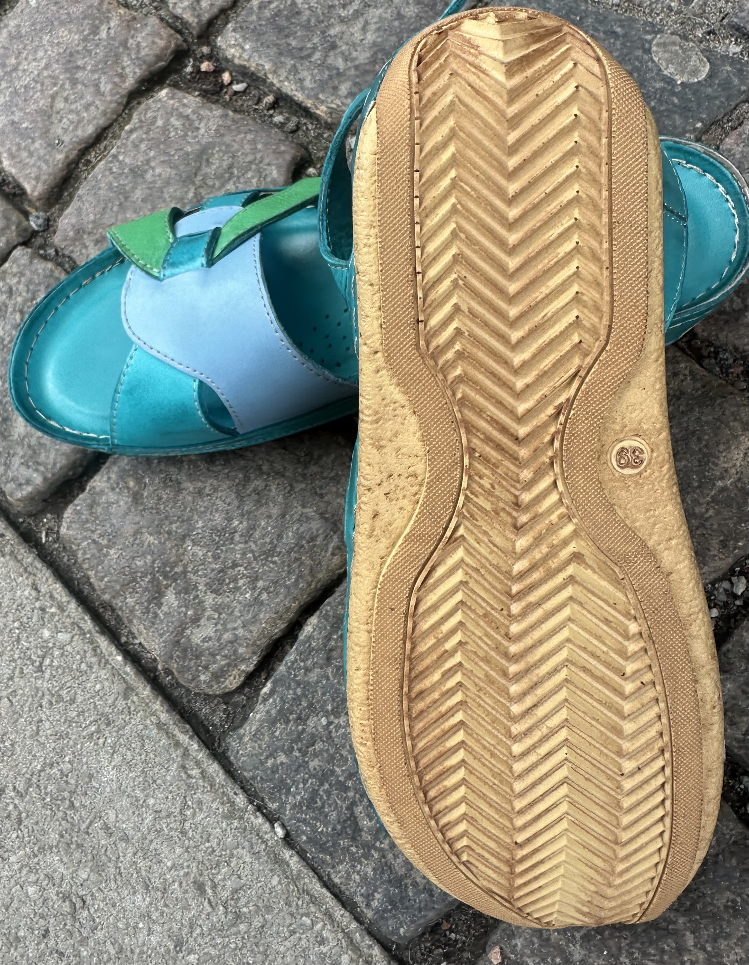 Sandaler i skinn från  Rosa Negra Comfort , blå/turkos/grön /multi - 5