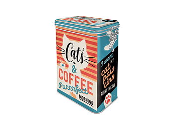 Cats & Coffee -burk med knäpplock