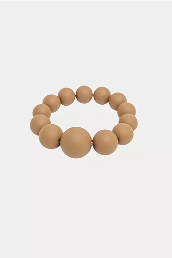 Bow 19 - Big Bead Bracelet Elastic Cognac