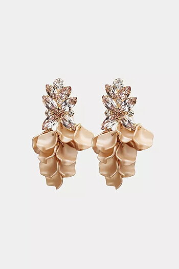 Bow 19 - Leaf Big Stone Earrings Nougat