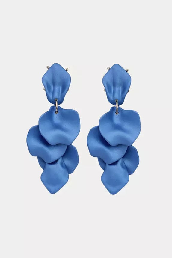 Bow 19 - Leaf Earrings Pearl Dark Blue