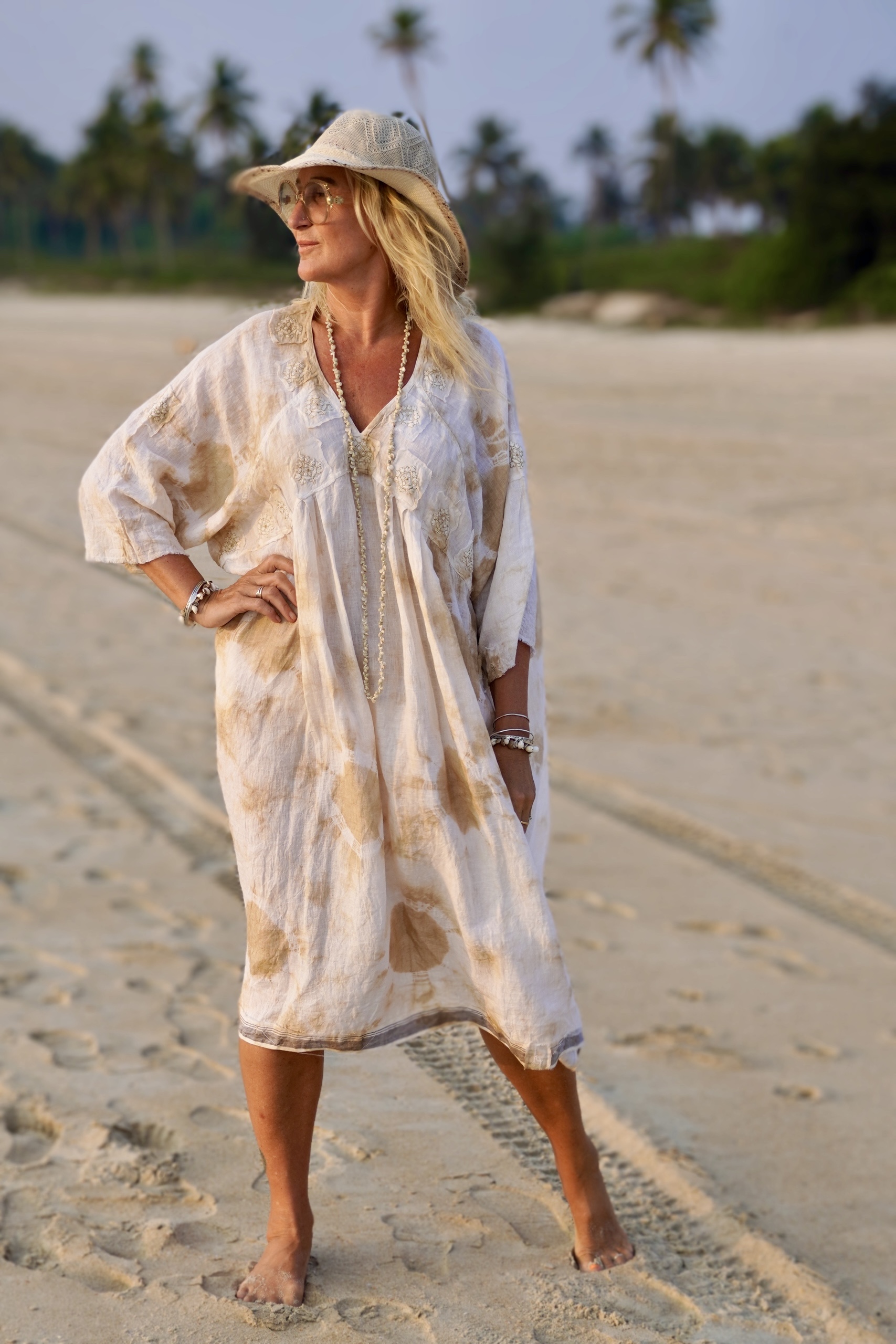 princess polly baby blue dress LOFT Beach Beaded Ruched Linen Cotton Maxi Dress main image 1