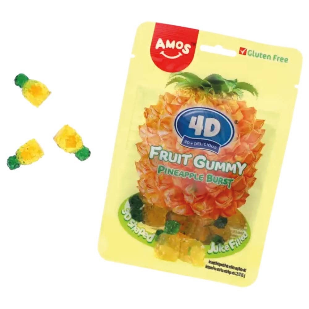 Amos 4D Fruit Gummy Pineapple 65g - 2