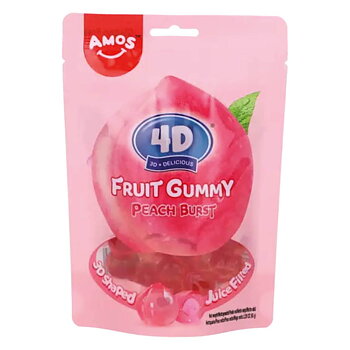 Amos 4D Fruit Gummy Peach 65g