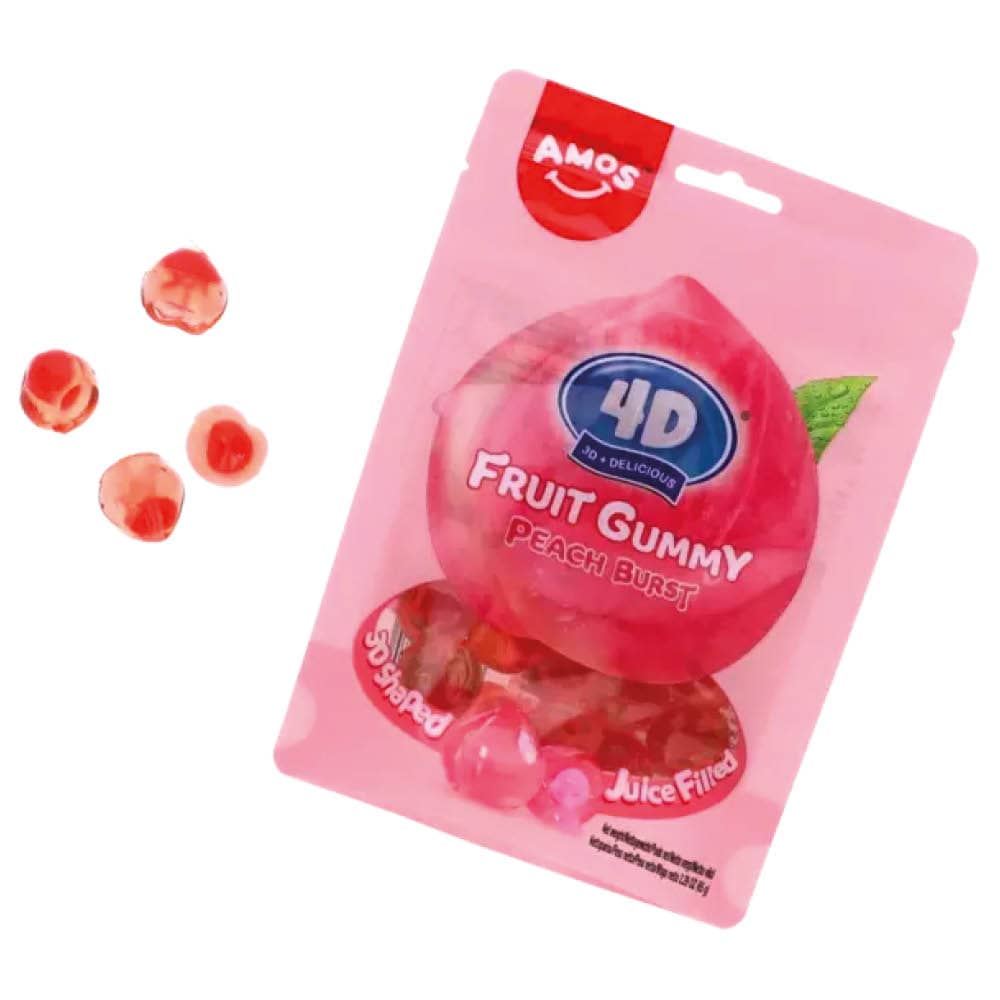 Amos 4D Fruit Gummy Peach 65g - 2