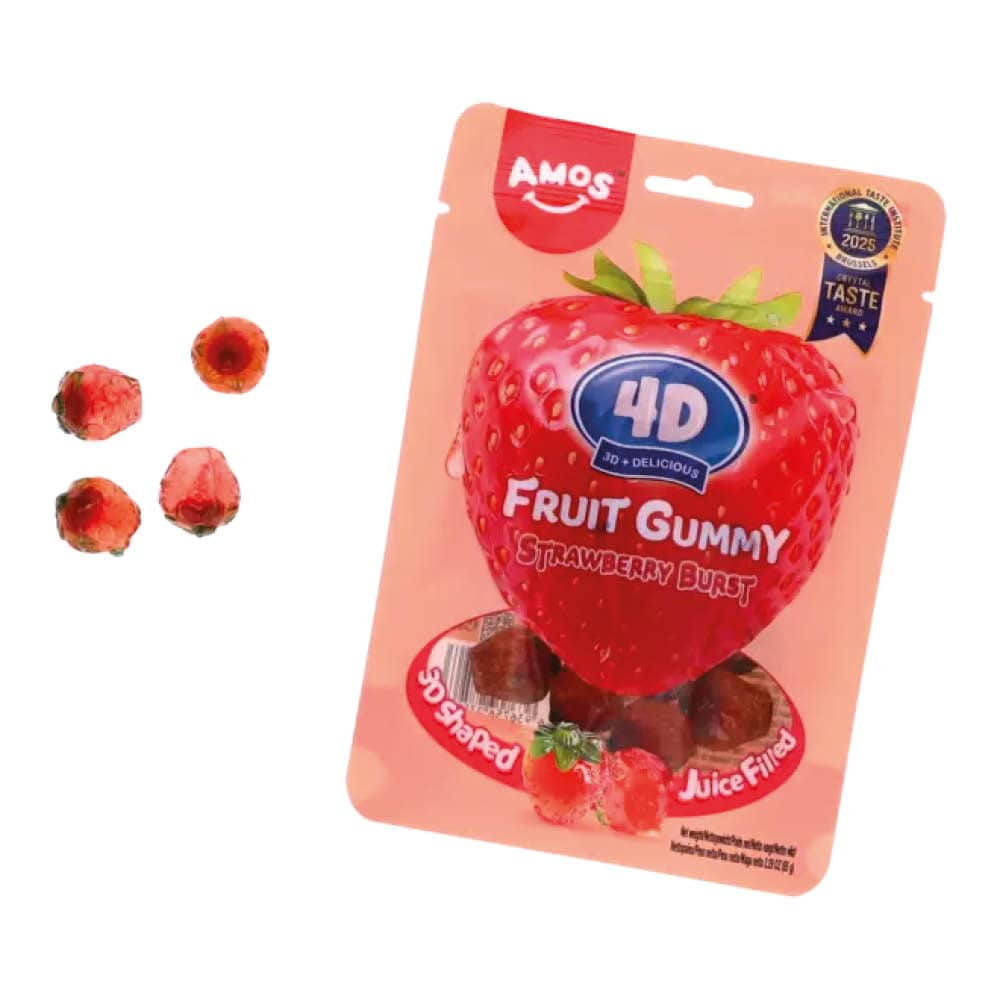 Amos 4D Fruit Gummy Strawberry 65g - 2