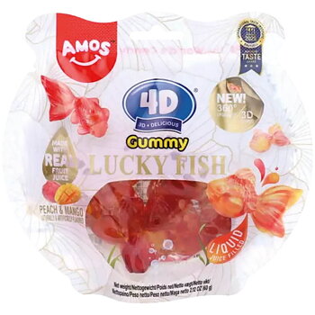 Amos 4D Fruit Gummy Goldfish Peach-Mango 60g