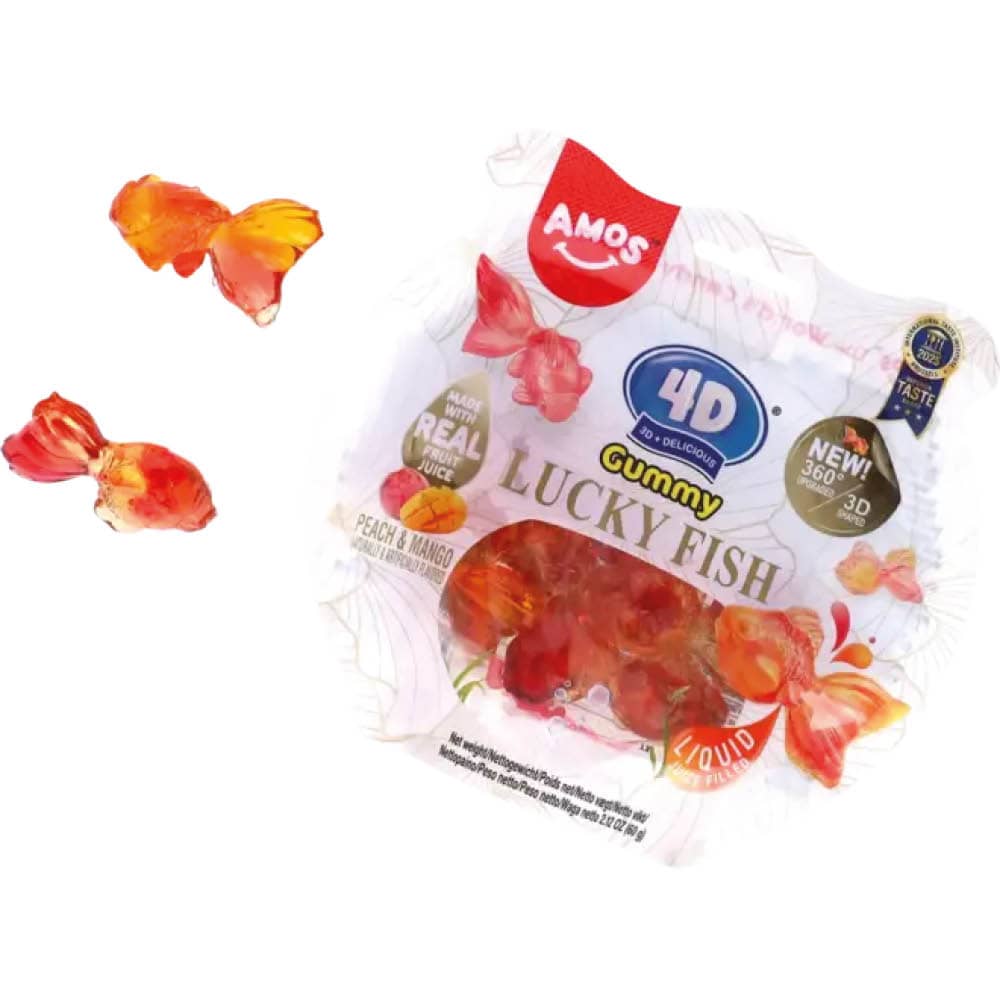 Amos 4D Fruit Gummy Goldfish Peach-Mango 60g - 2