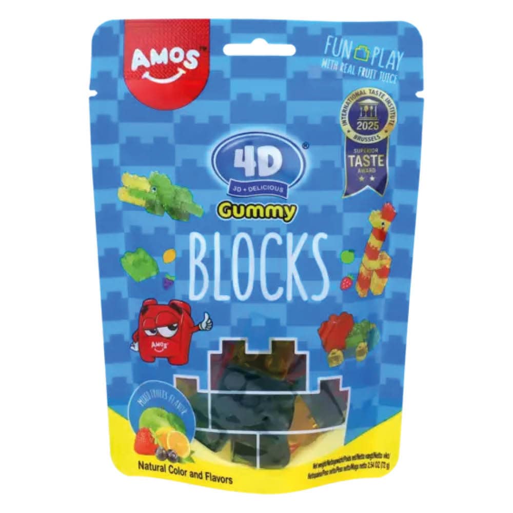 Amos 4D Fruit Gummy Blocks Mixed Fruits 65g