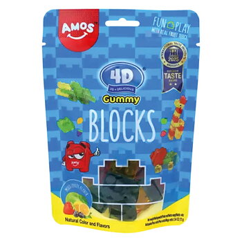 Amos 4D Fruit Gummy Blocks Mixed Fruits 65g