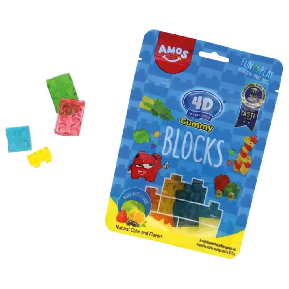 Amos 4D Fruit Gummy Blocks Mixed Fruits 65g - 2