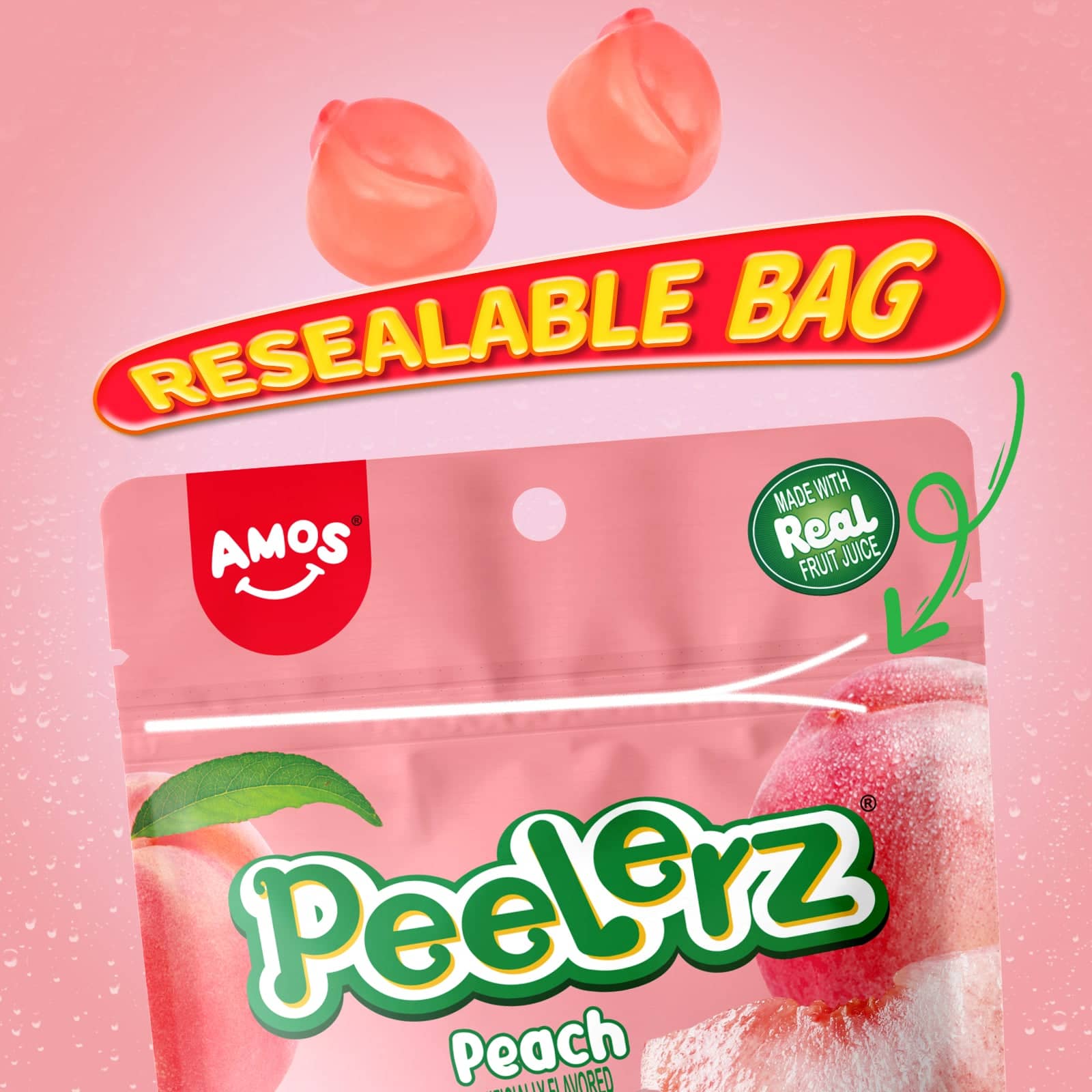 Amos Peelerz Gummy Peach 65g - 5