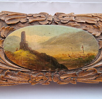 Martigny Schweiz miniatyrmålning på skrin