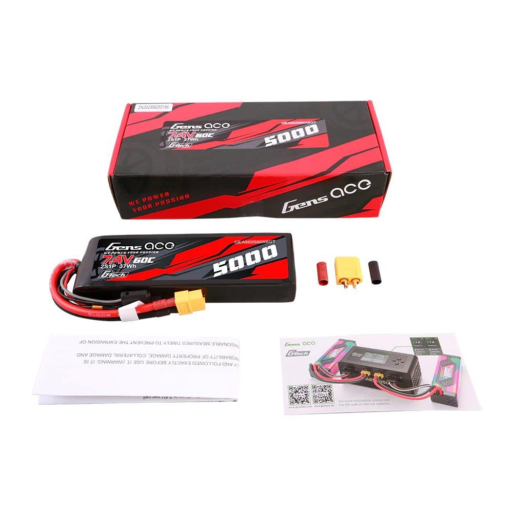 GensAce G-Tech 5000mAh 7.4V 60C 2S1P Lipo PC material case with XT60 Plug - 4