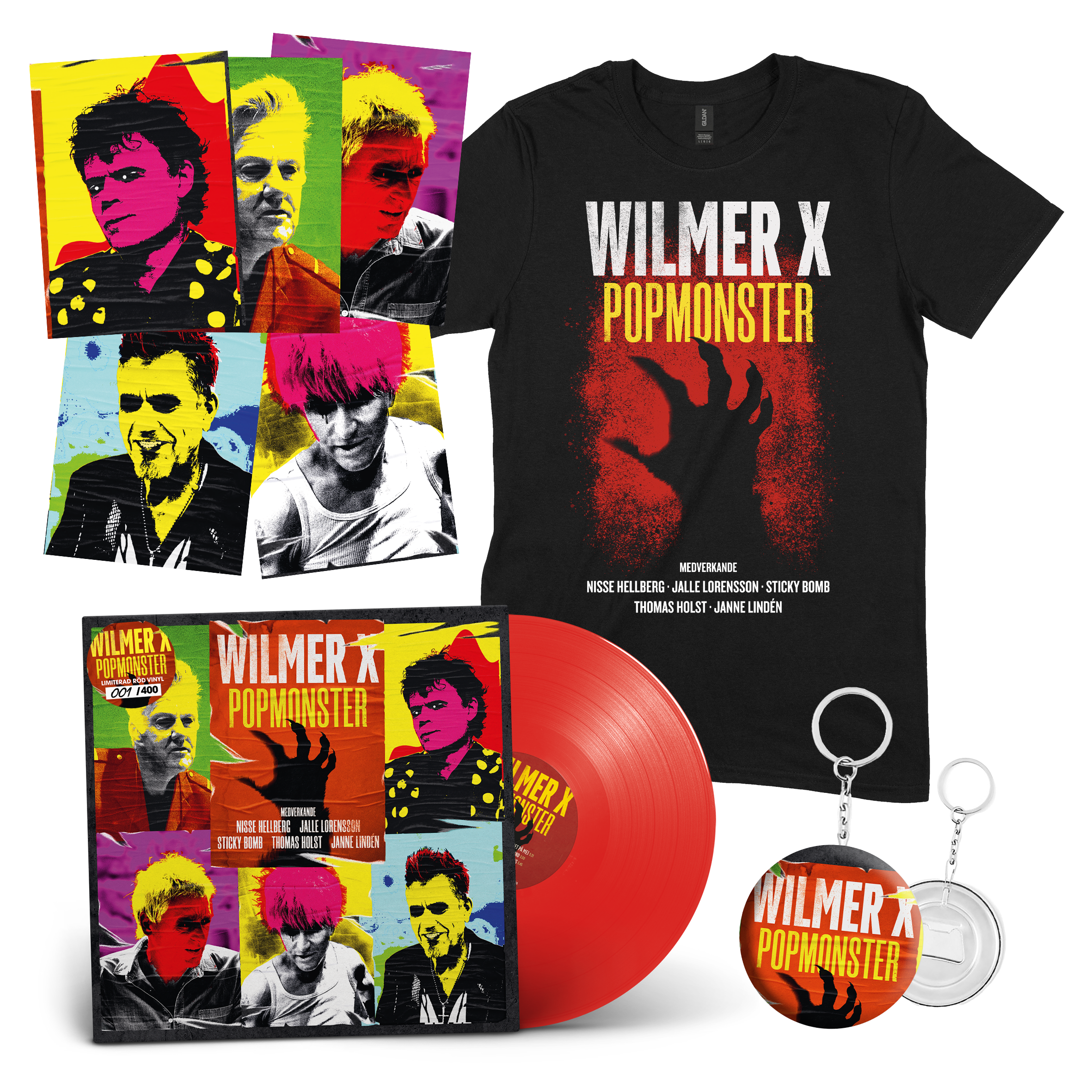 WILMER X - POPMONSTER, RED VINYL LP BUNDLE - SIGNERAD!