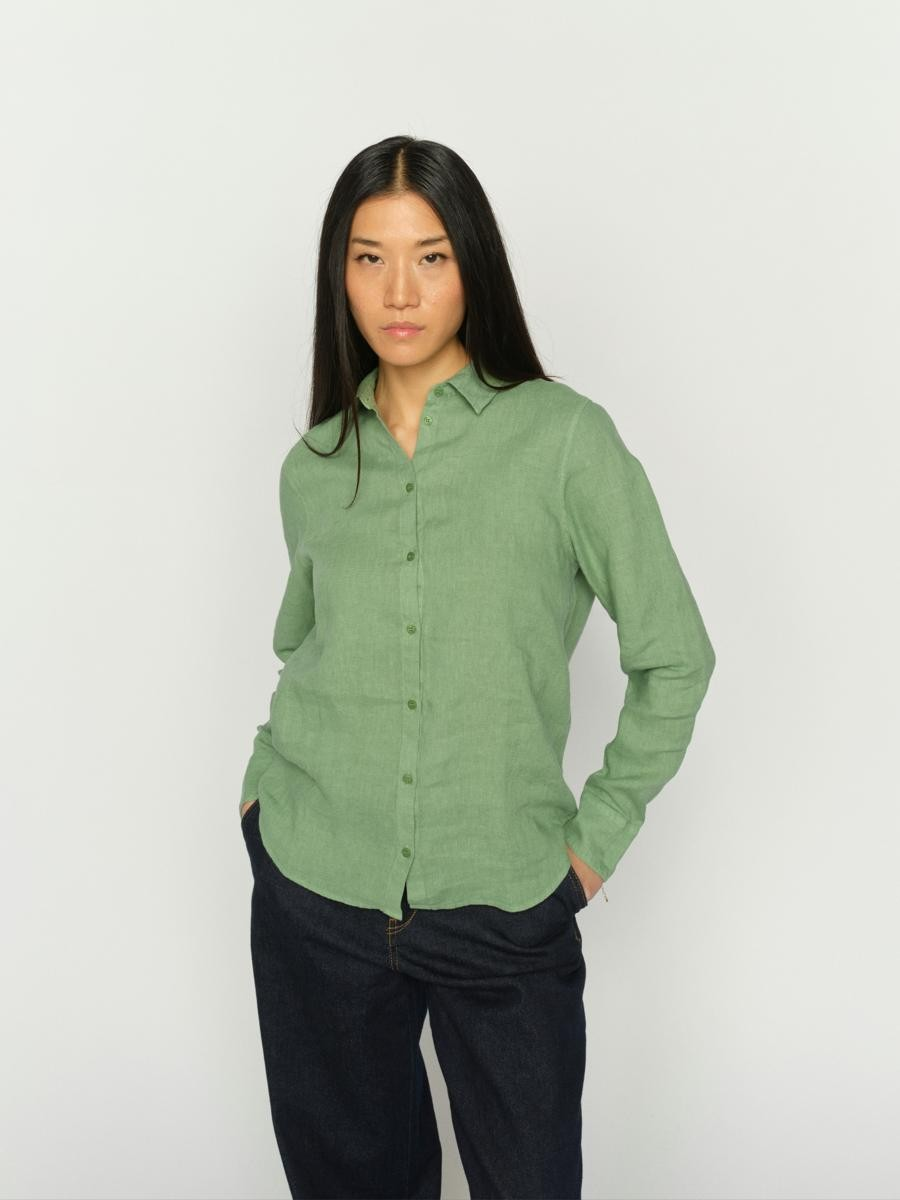 MMMartina Linen Shirt - Turf Green - Mos Mosh