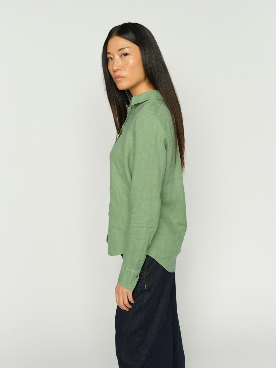 MMMartina Linen Shirt - Turf Green - Mos Mosh