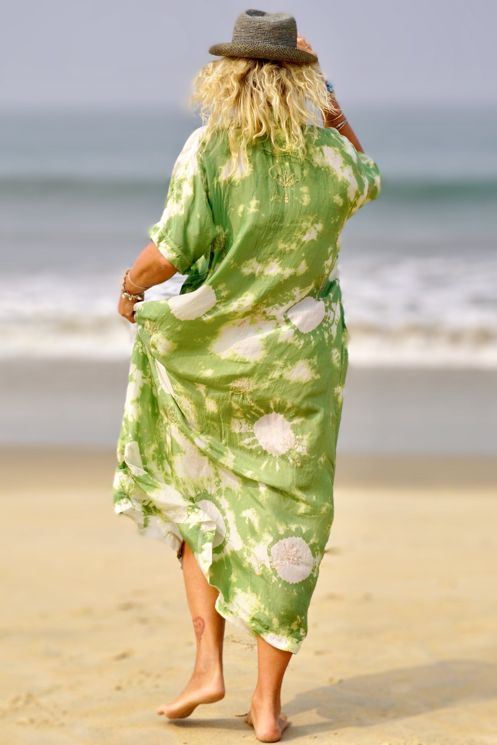 VANESSA  SILK MAXI DRESS INDU GREEN MALIBU  - 3