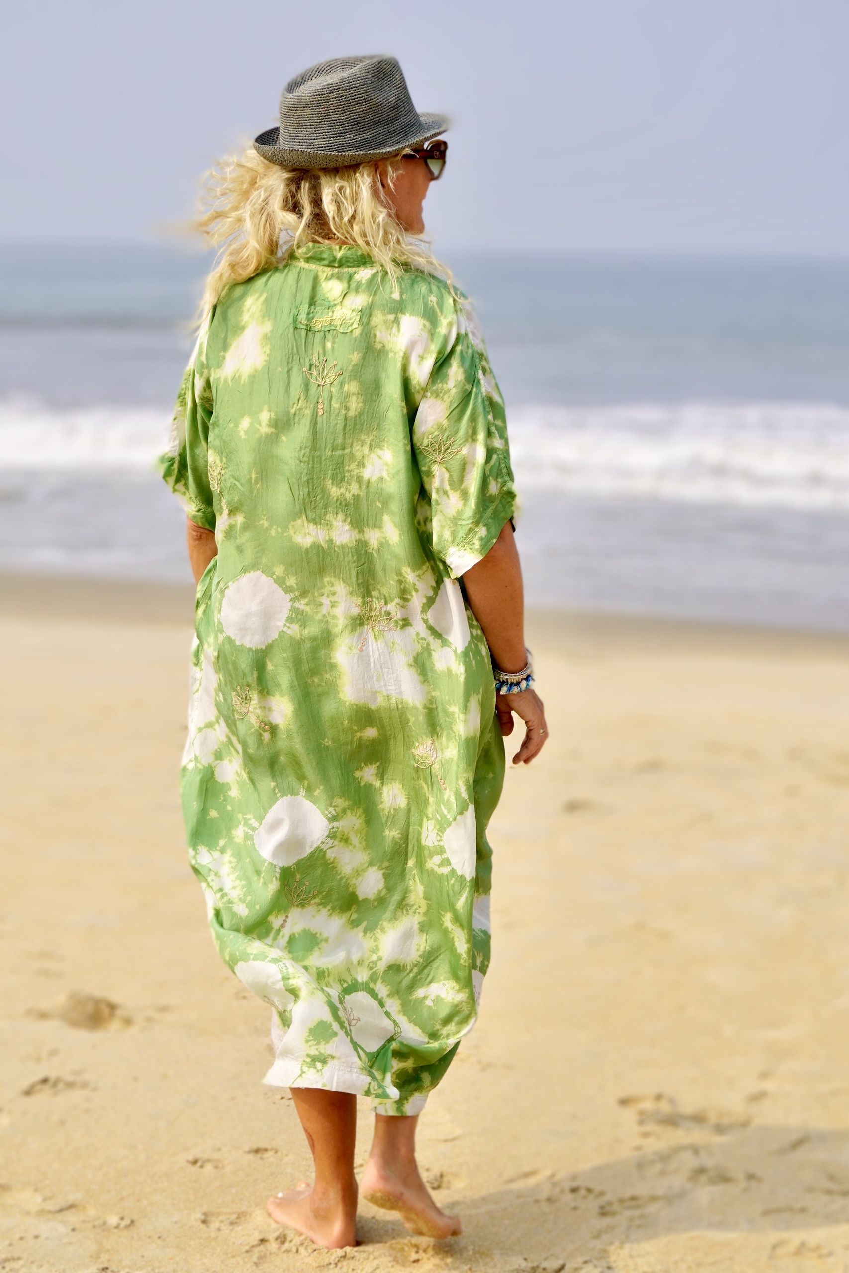 VANESSA  SILK MAXI DRESS INDU GREEN MALIBU  - 4