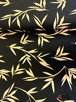 Black with old pink bamboo leaves - swimwear