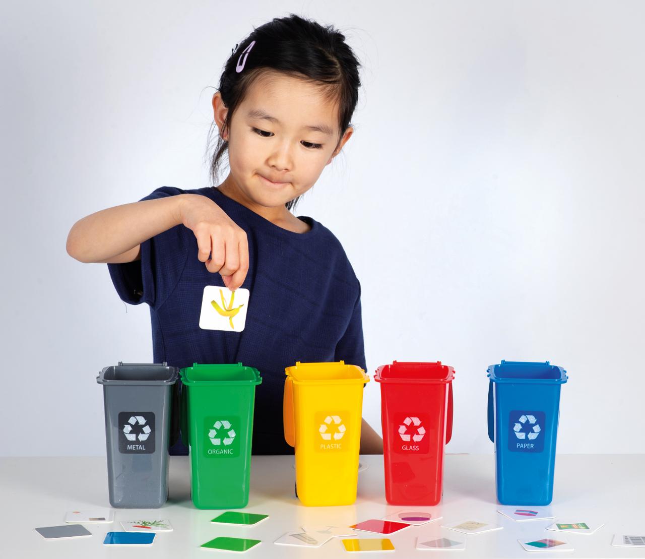 Spel Återvinningsspel med 5 soptunnor - 2