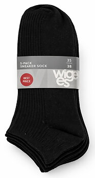 5-Pack Damstrumpa Quarter Rib Svart