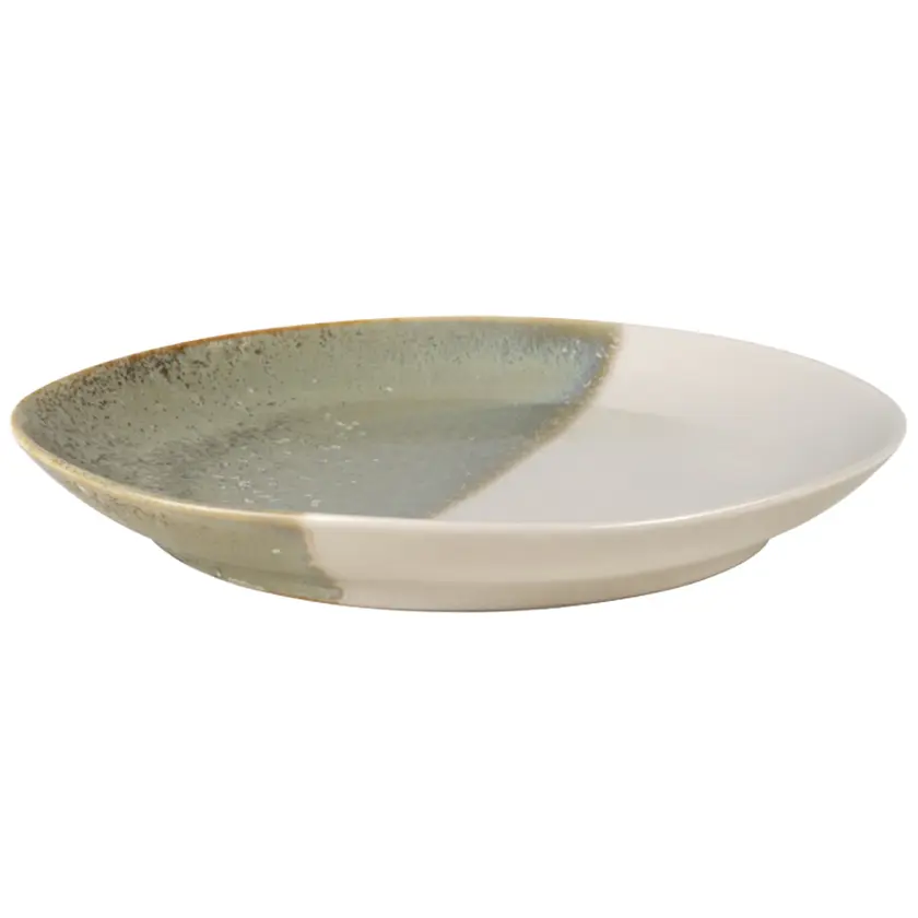 Tallrik flat grön/beige 22cm