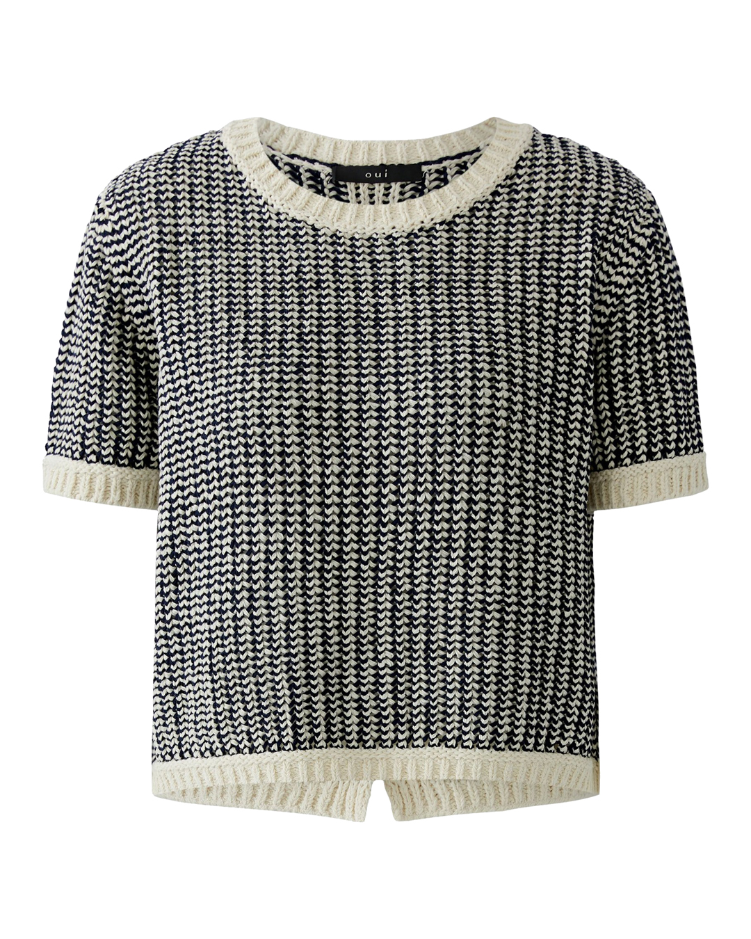 Jumper kort ärm blå/vit med vit bård