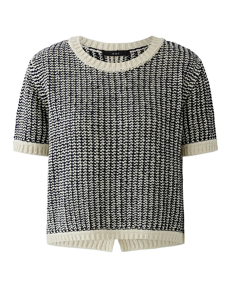 Jumper kort ärm blå/vit med vit bård