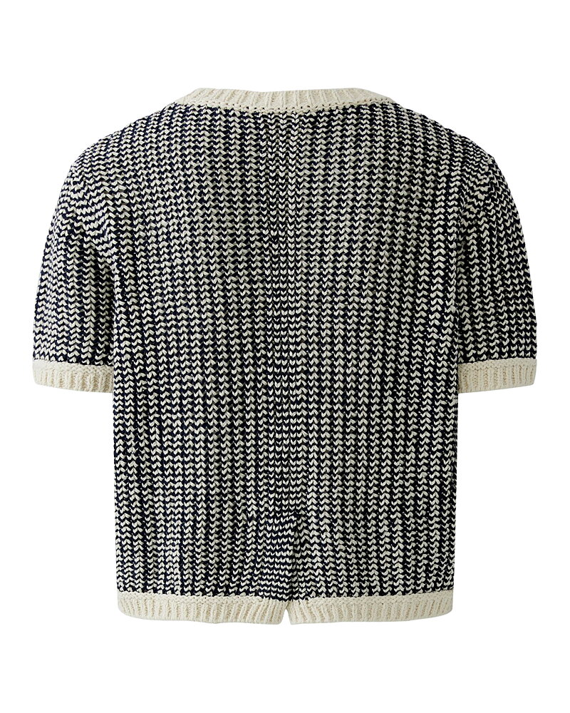 Jumper kort ärm blå/vit med vit bård