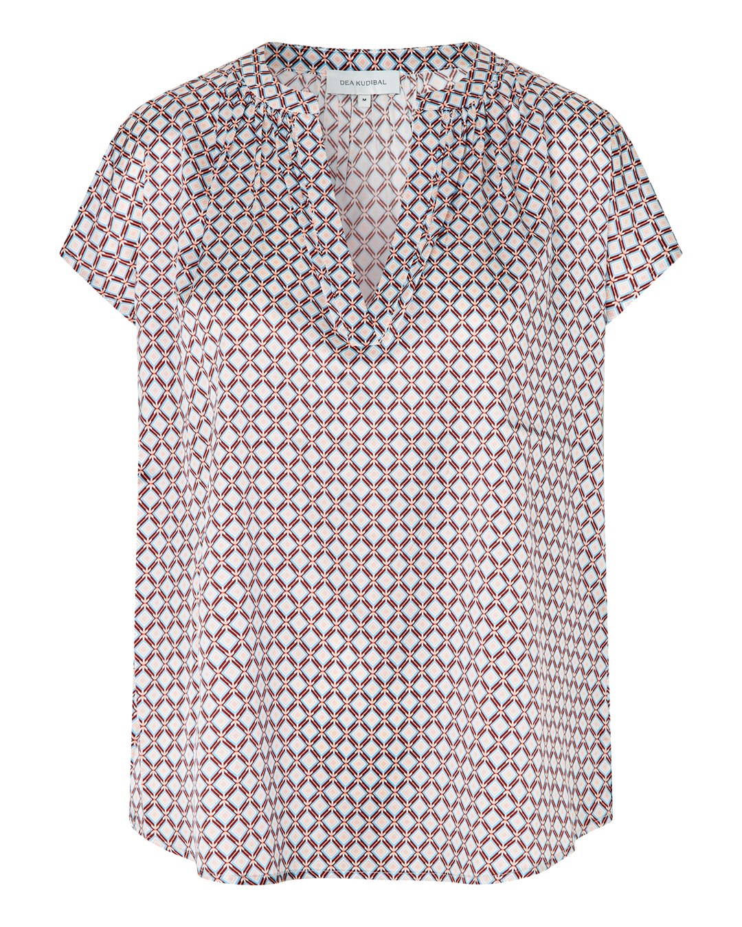 Blus Ann kort ärm mönstrad rosa/blå