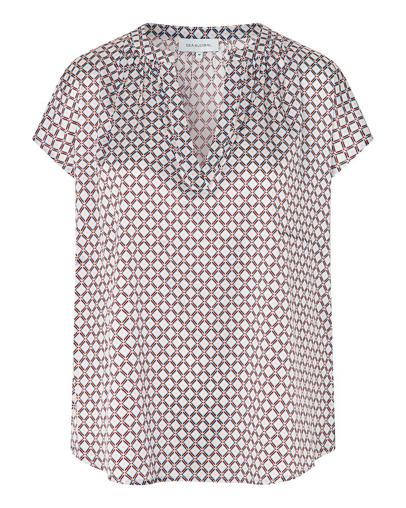 Blus Ann kort ärm mönstrad rosa/blå