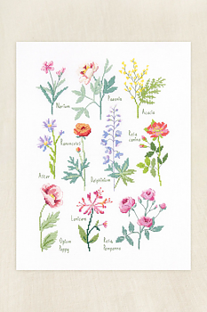 DMC Korsstygnskit Botanical Sampler 23 x 33,5 cm - Aida 5,5/14 ct