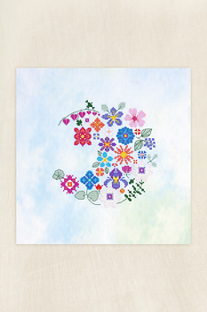 DMC Korsstygnskit Floral Moon 17,5 x 17,5 cm - Aida 5,5/14 ct