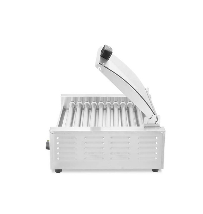 Korvgrill 11 rullar 2 zoner, med glaslock