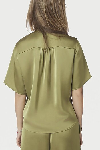 Neo Noir - Casadia Heavy Sateen Blouse Sage Green