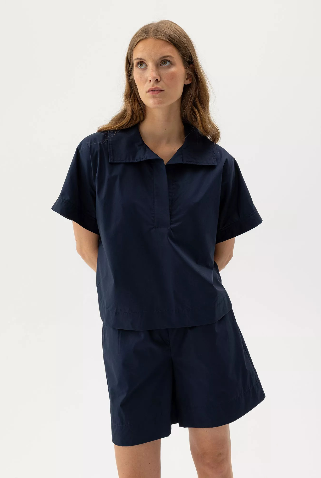 Marie Pop Over Top - Navy - Holebrook
