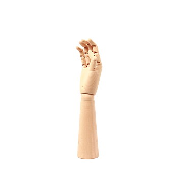 Træhånd med bevægelige fingre, 35 cm