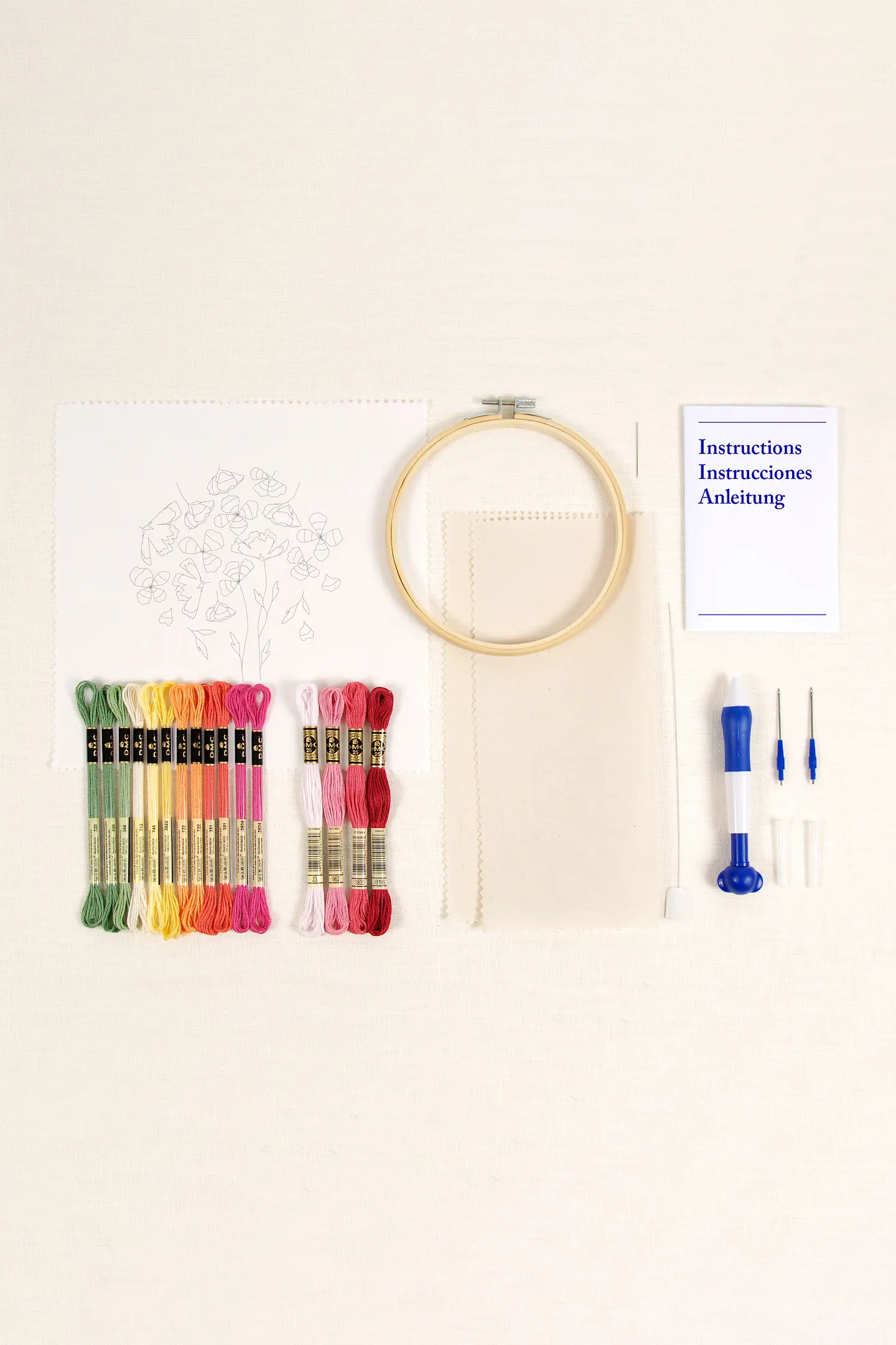DMC Punch Needle Kit Spring Poppies Ø 14,5 cm  - 2