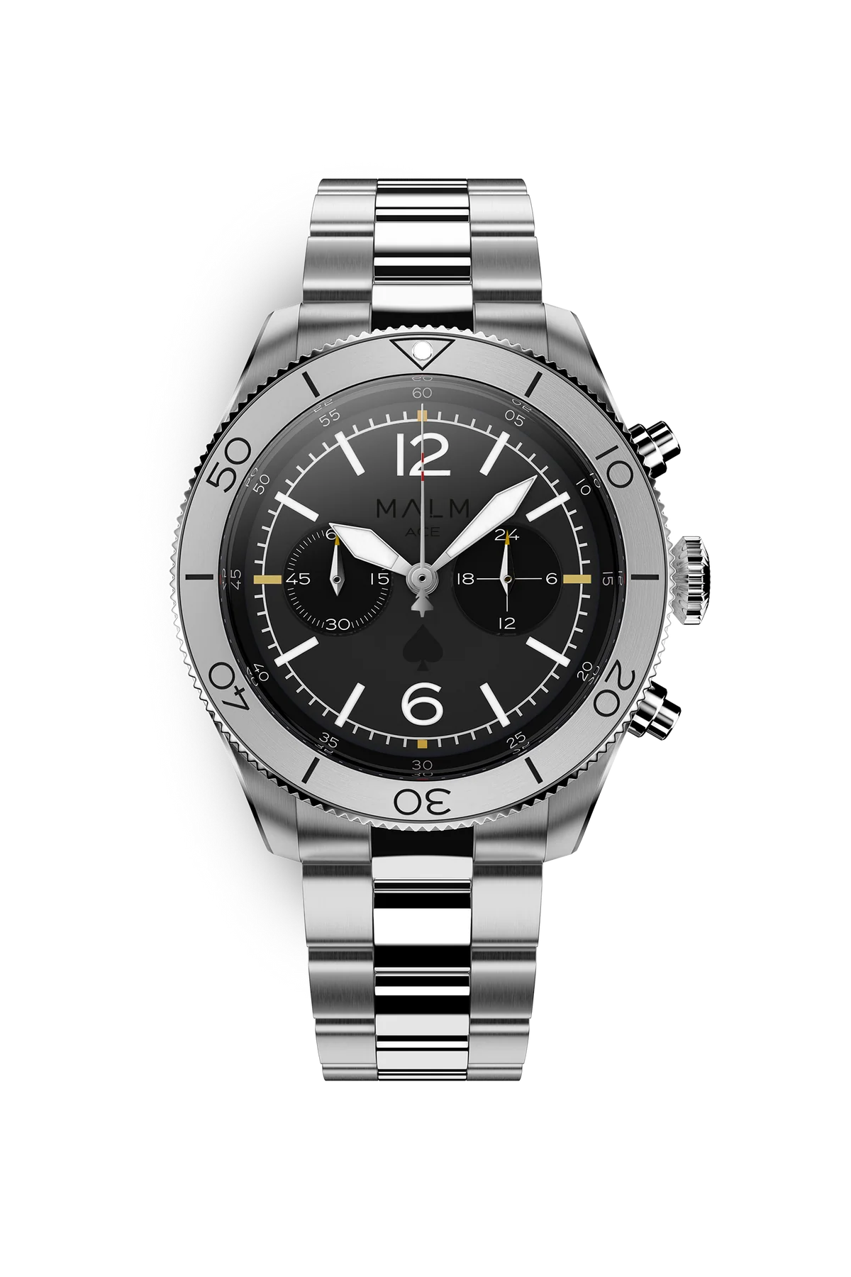 MALM ACE Black Silver Chronograph MW-ACE44bs
