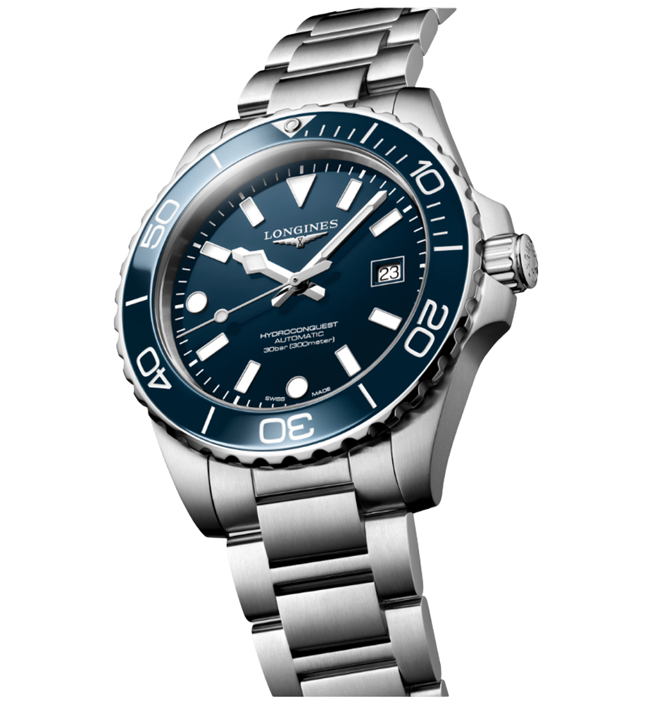 L3.788.4.96.6 Hydroconquest i 42 mm med blå urtavla från Longines