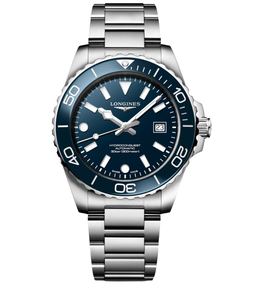 L3.788.4.96.6 Hydroconquest i 42 mm med blå urtavla från Longines