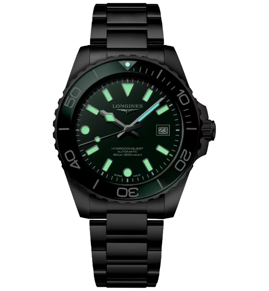 L3.788.4.06.6 Hydroconquest i 42 mm med grön urtavla fån Longines