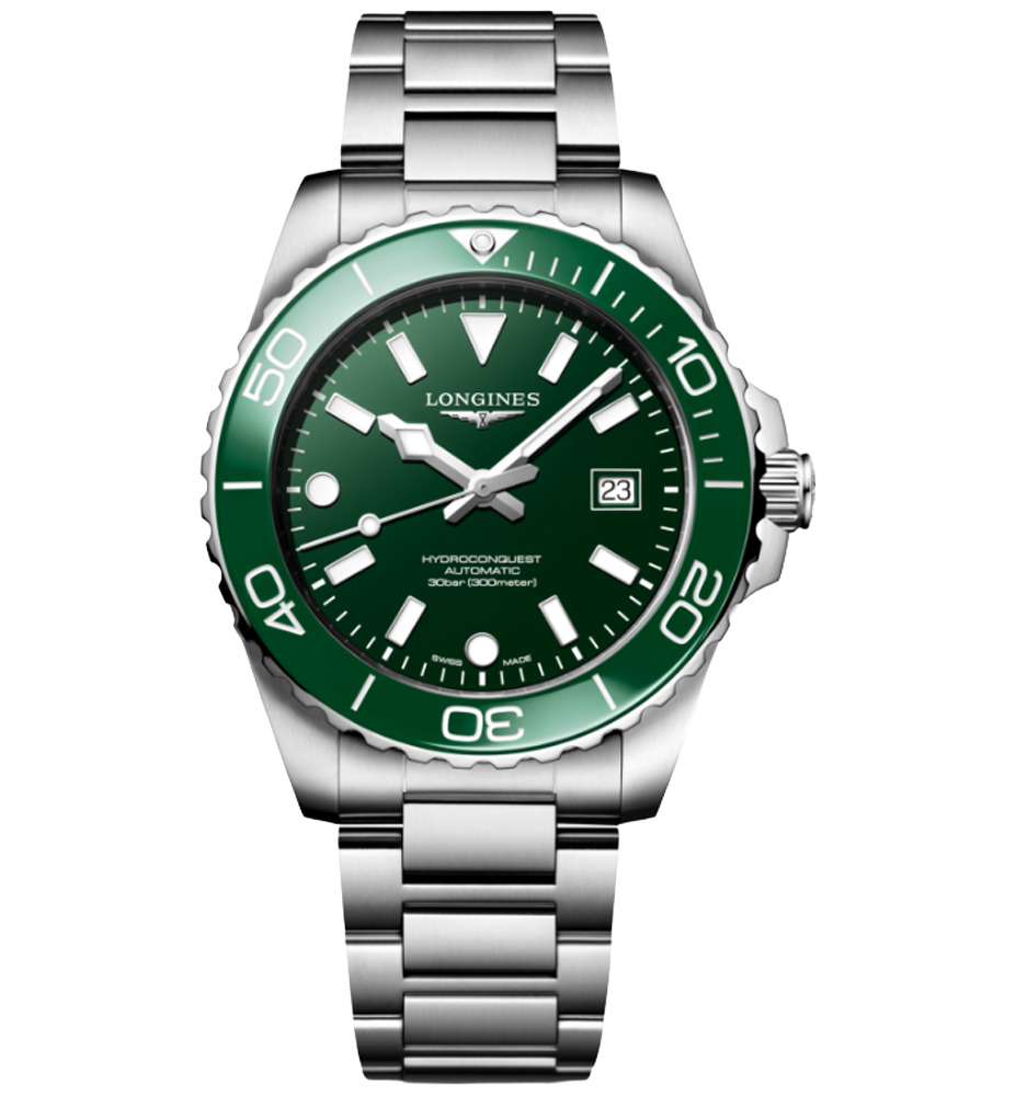L3.788.4.06.6 Hydroconquest i 42 mm med grön urtavla fån Longines