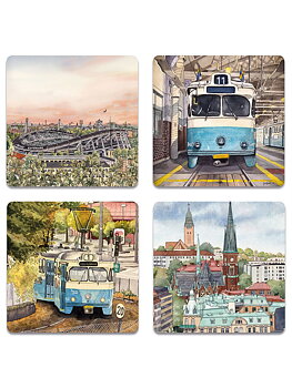 Glasunderlägg 4-pack Mixade stadsdelar